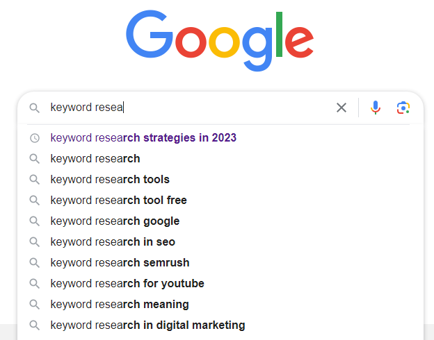 Keyword research with the help of Google Suggestion