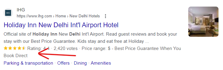 Example of schema markup for SEO in travel industry